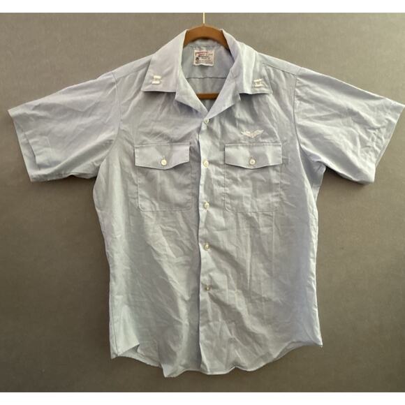 Vietnam Era USAF Men's Sz M Short Sleeve Button Up Shirt Finesilver - Picture 1 of 7